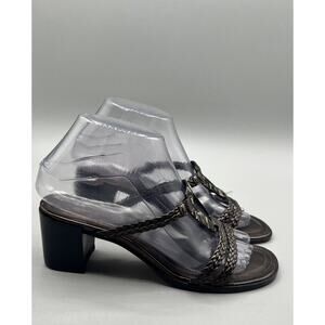 Enzo Angiolini Elson Brown Leather Slip On Sandal Mules Size 6.5M Made In Brazil